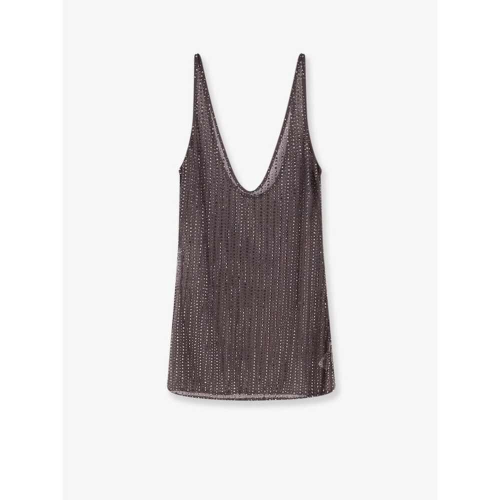 Venuja Women Crystal Short Dress With All-Over Rhinestone Detail